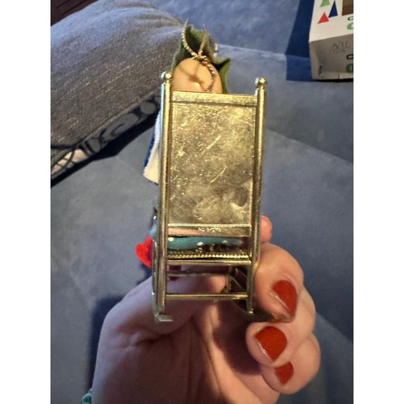 Vintage Christmas Pixie Elf in rocking chair ornament - Picture 6 of 8